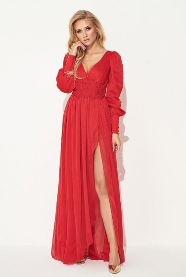 Pilar - vestido largo rojo con bordados