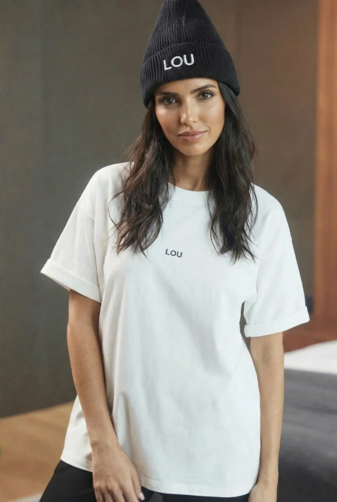 Madison - Camiseta clásica de color crudo con logotipos negros
