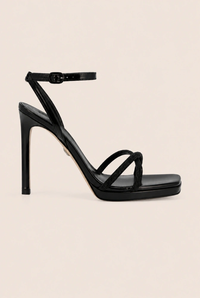 Blackdoe - Piel natural - Sandalias de charol con tiras brillantes