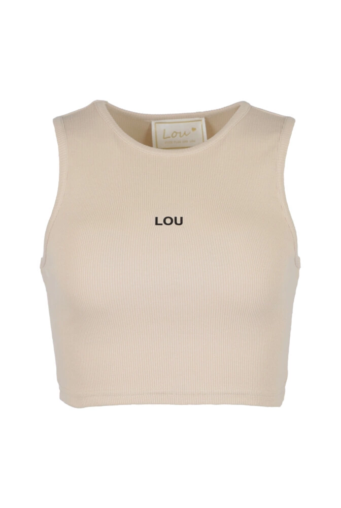 Saura - Top corto beige sin tirantes