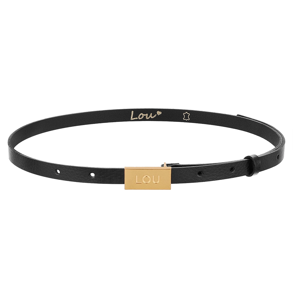 Cinturón Lita - Elegante cinturón negro para mujer con hebilla dorada Lou