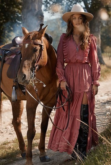 Indiana - maxi vestido largo en tono marsala