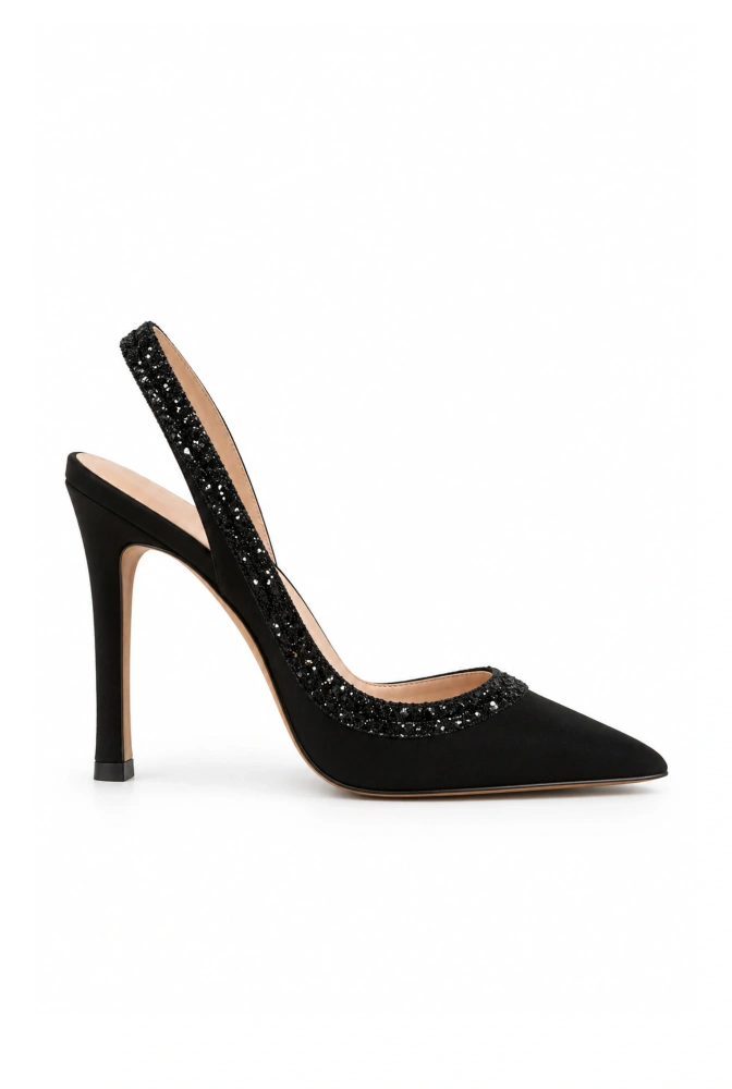 Monse – zapatos de tacón negros con acabado brillante