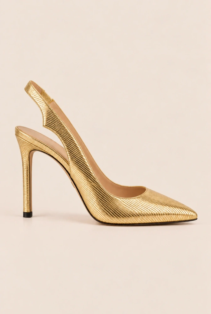Stevie – zapatos de tacón slingback dorados con talón descubierto