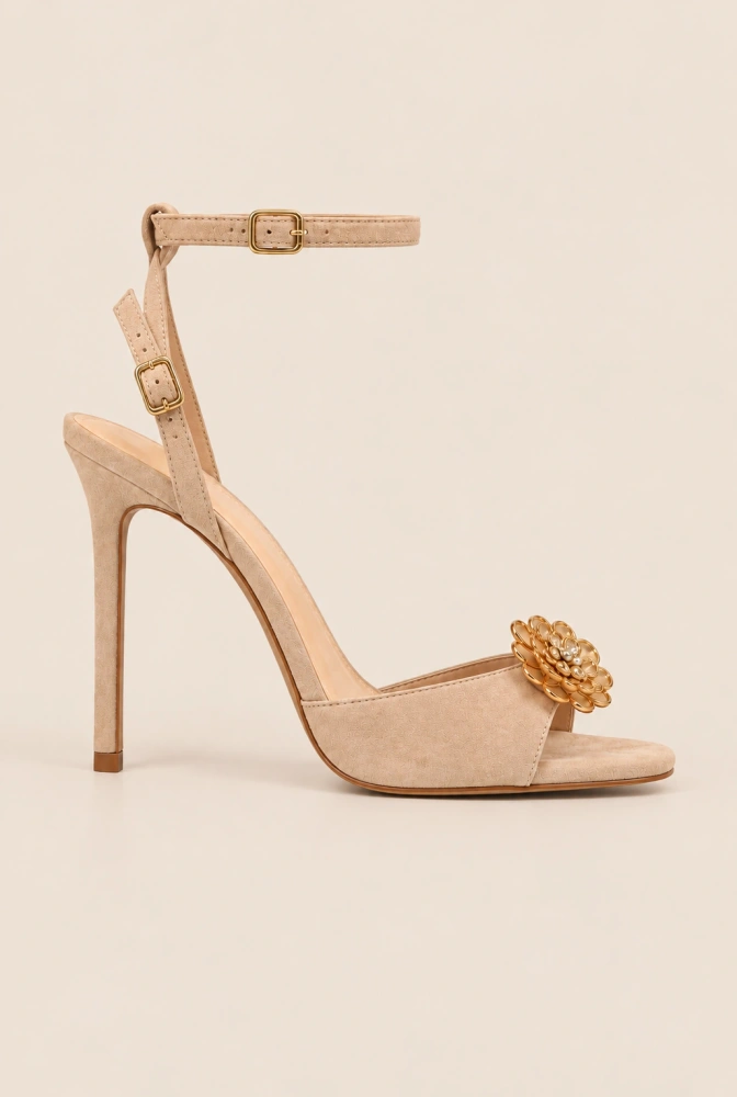 Motion - sandalias de ante con adorno de flor dorada