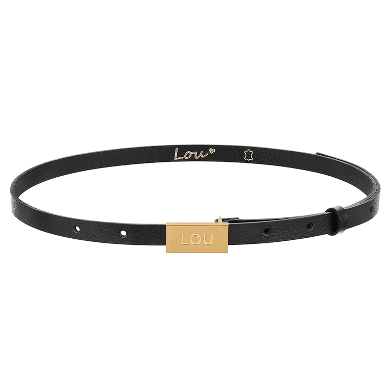 Cinturón Lita - Elegante cinturón negro para mujer con hebilla dorada Lou