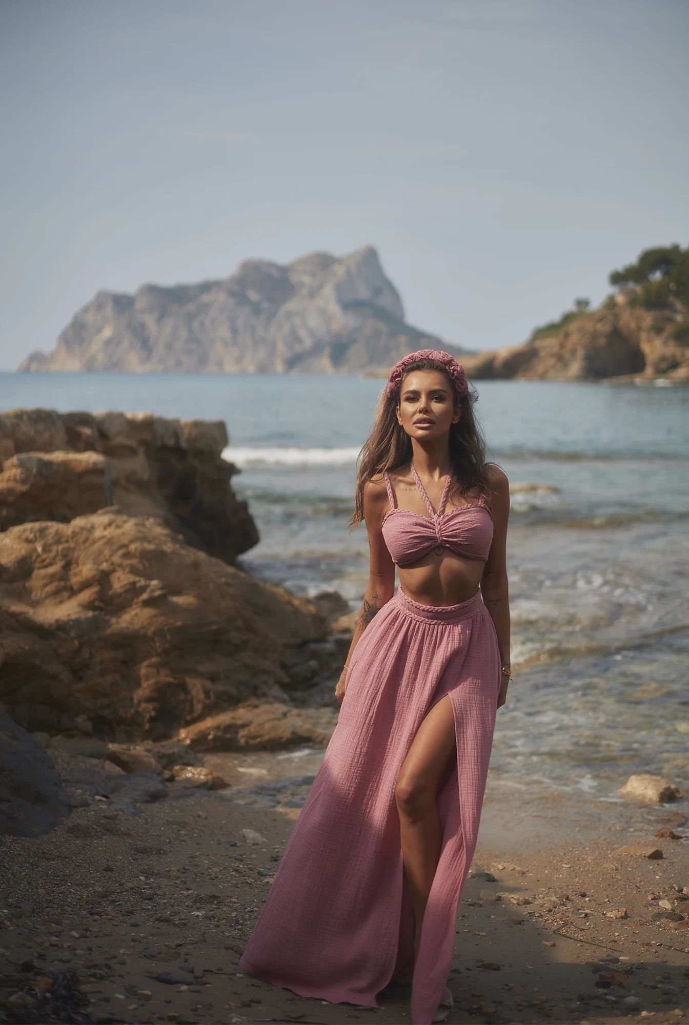 Vernon - Conjunto asimétrico en rosa sucio