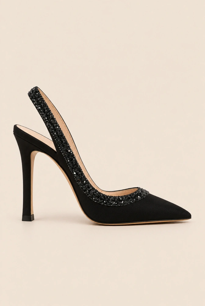 Monse – zapatos de tacón negros con acabado brillante