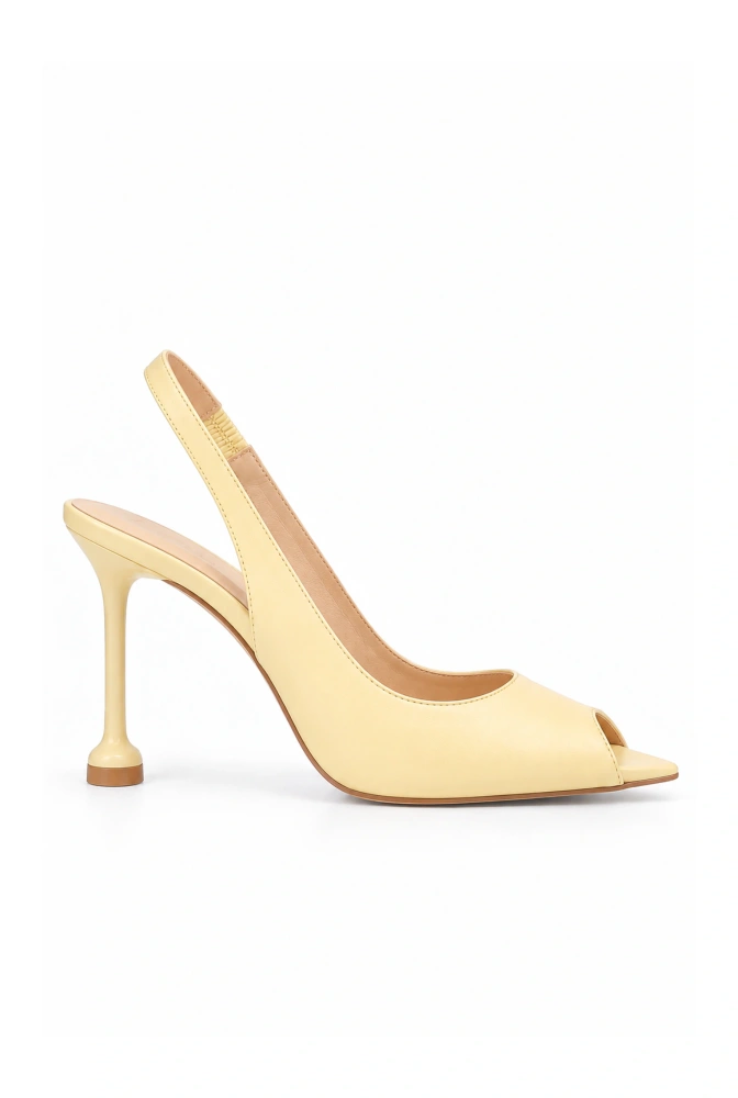 Speed – zapatos de tacón color mantequilla con tacón fino y acabado estable