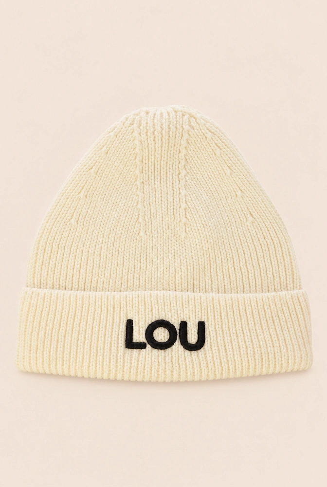 Gorro de invierno Lou's Logo en color crudo