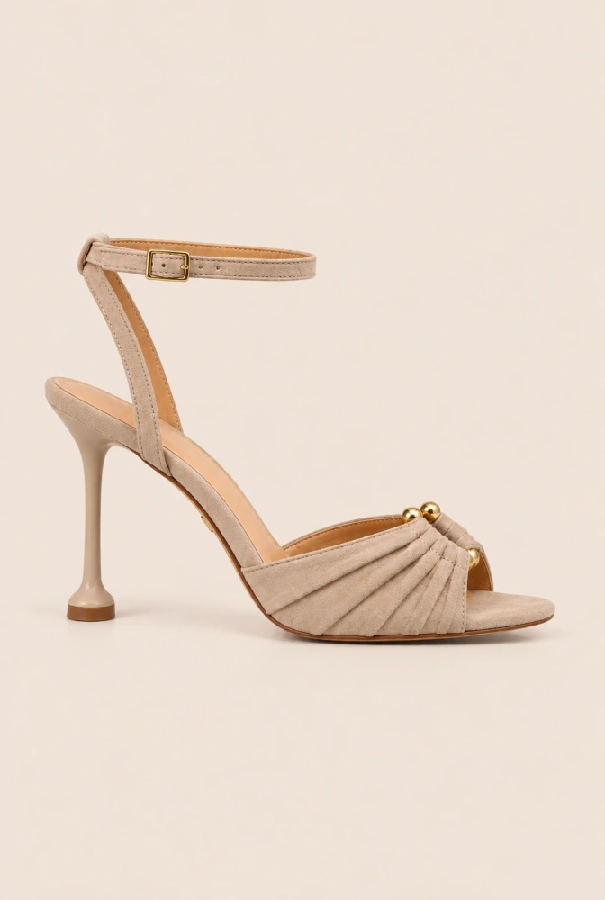 Avialle – sandalias beis de tacón de aguja con acabado estable