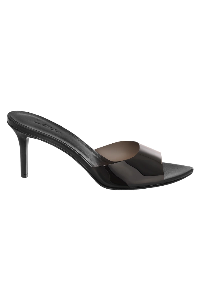 Femi - Tacones de aguja negros con tira transparente