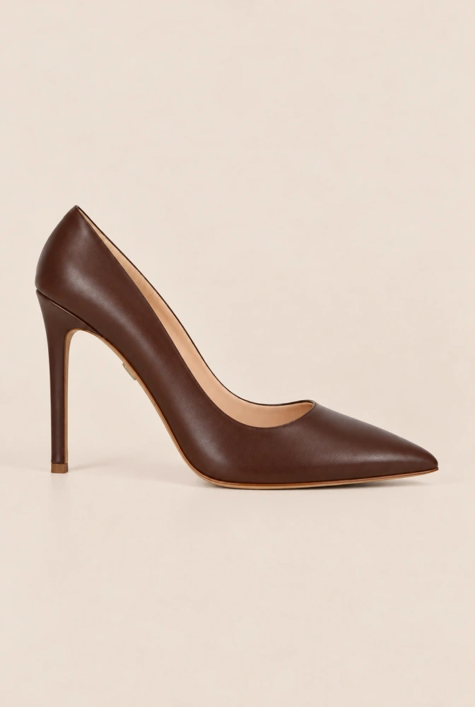 Paris - Zapatos de salón clásicos de piel en tono Chocolate