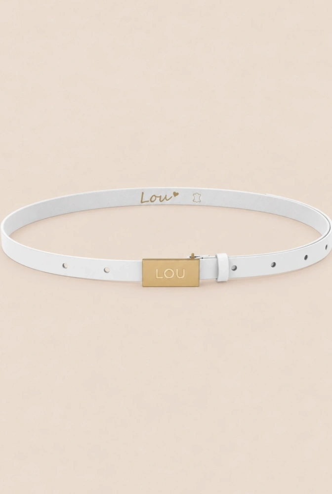 Cinturón Lita - Cinturón blanco para mujer con hebilla dorada