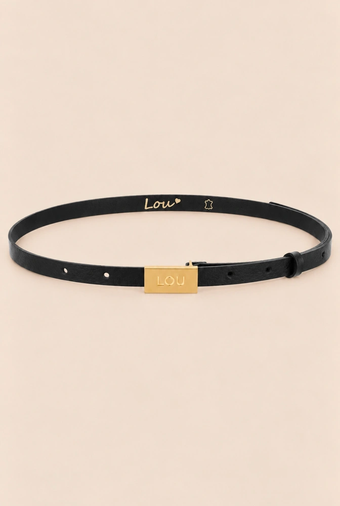Cinturón Lita - Elegante cinturón negro para mujer con hebilla dorada Lou