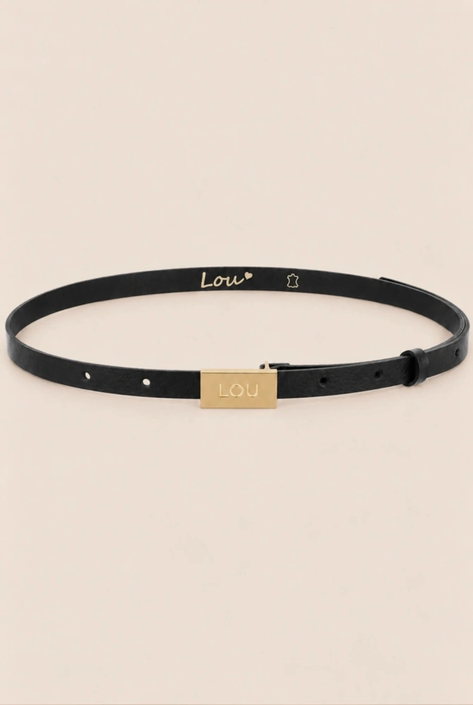 Cinturón Lita - Elegante cinturón negro para mujer con hebilla dorada Lou