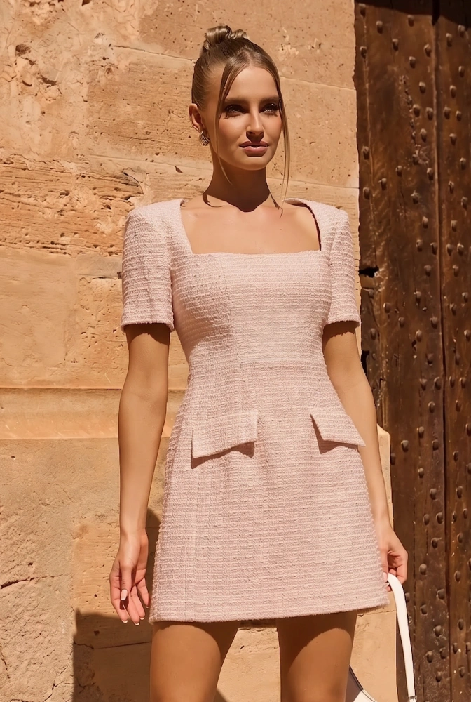 Sloane Pink - minivestido con hombreras