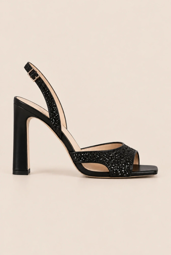 Raffa – sandalias negras con aplicación de brillo