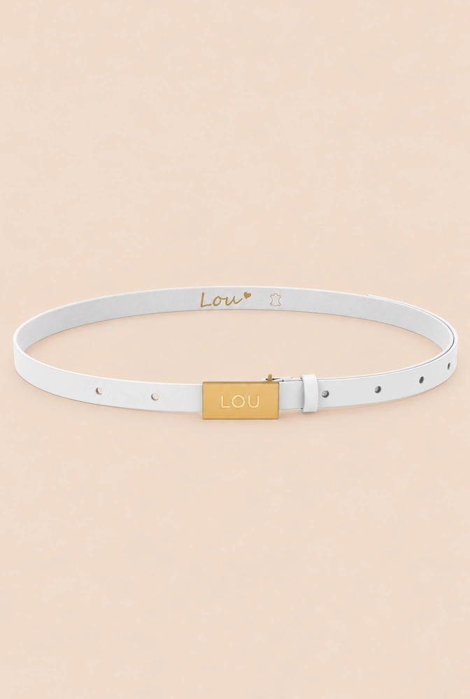 Cinturón Lita - Cinturón blanco para mujer con hebilla dorada