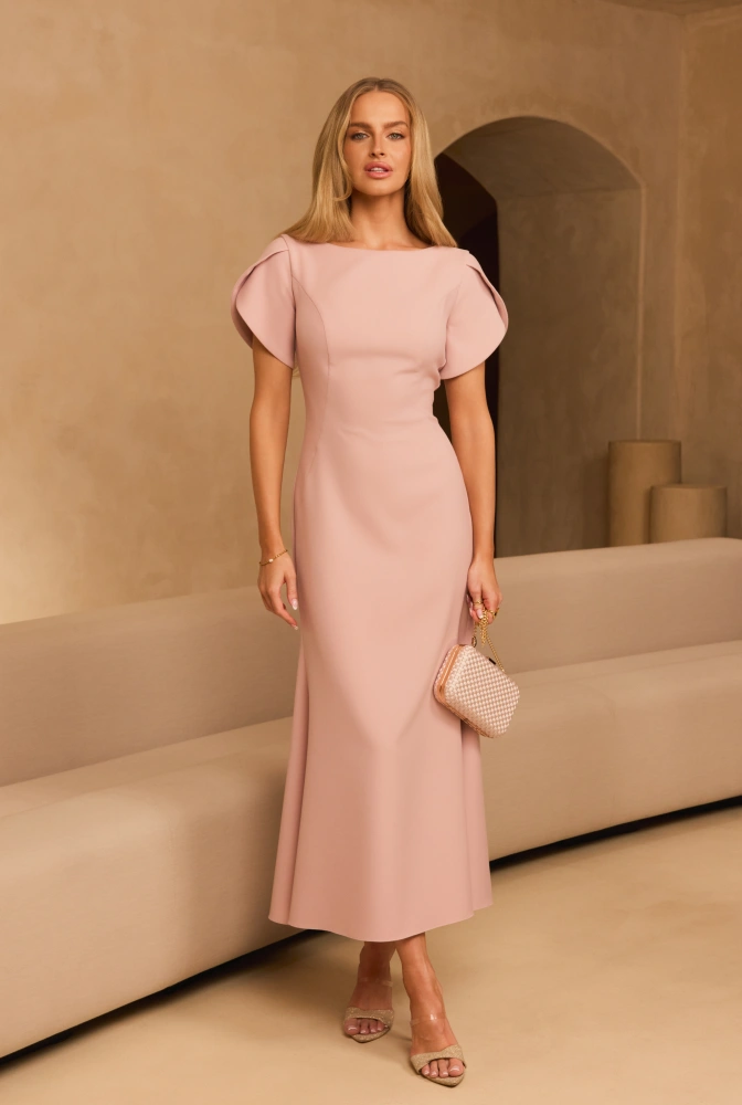 Vendula – vestido maxi rosa con mangas sueltas