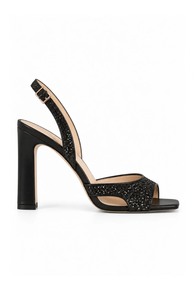 Raffa – sandalias negras con aplicación de brillo